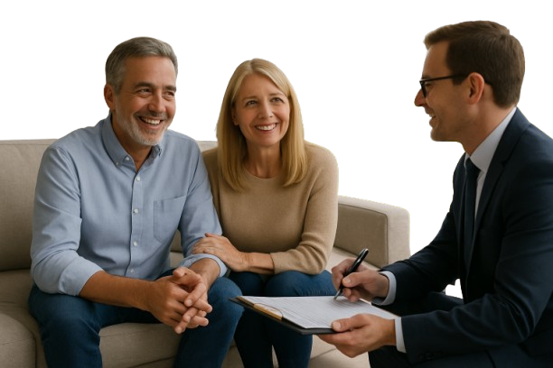 Retired couple receiving advice from their financial adviser